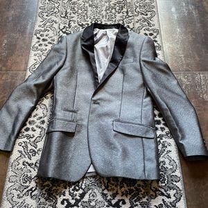 Suslo couture shiny silver and black dress jacket